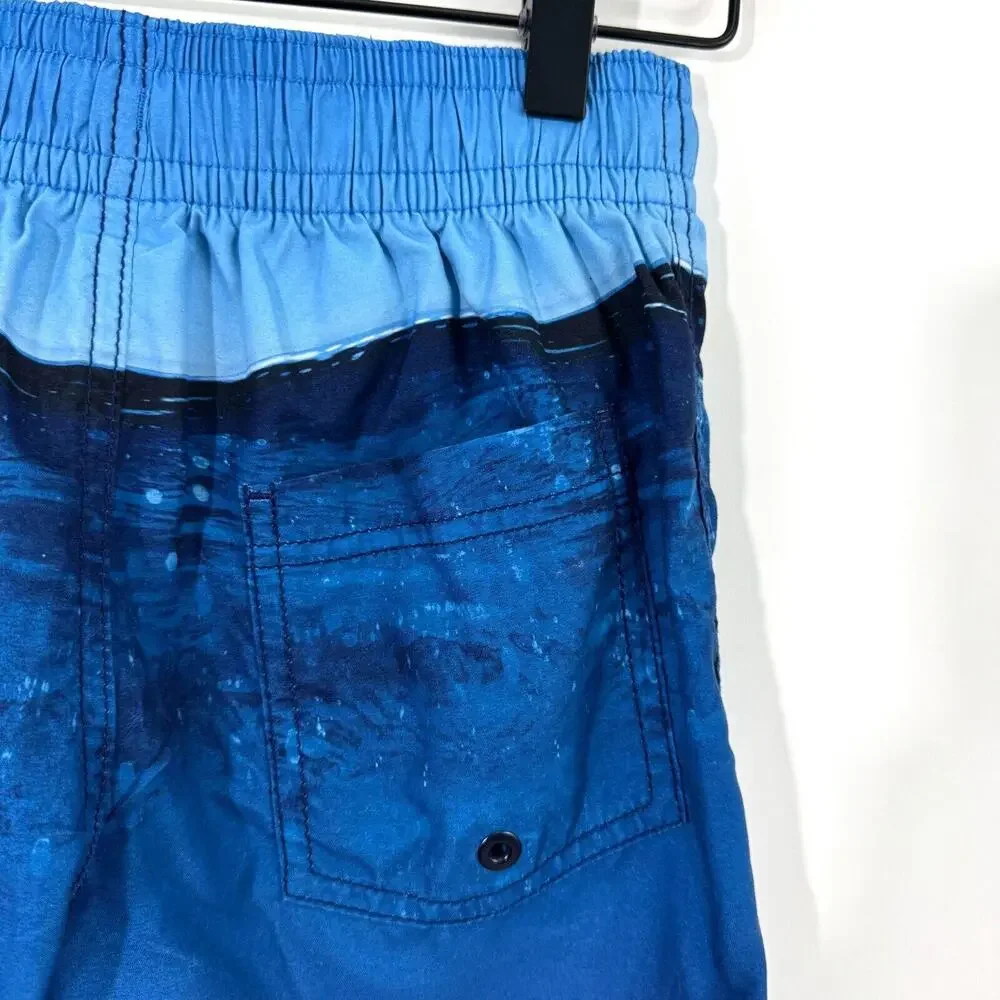 Old Navy Boy’s Size Medium 8 Blue Shark Graphic Printed Swim Board Shorts